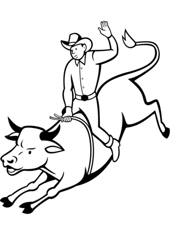 Rodeo Bull Rider  Coloring Page